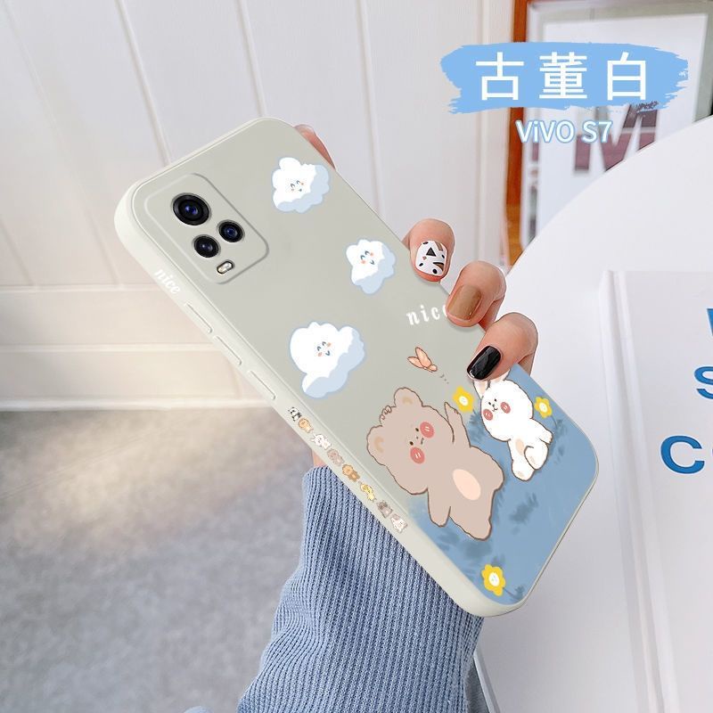 Ốp Điện Thoại silicone Mềm Họa Tiết Gấu Thỏ Kèm Dây Đeo Cho vivo y17s V23E 5G V21 5G V20 V20PRO V20SE