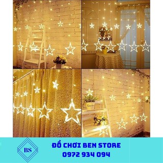Đèn Rèm LED Ngôi Sao 2,5m đèn 114 led 12 Ngôi sao 6 lớn 6 nhỏ màu vàng – cố định được hiệu ứng