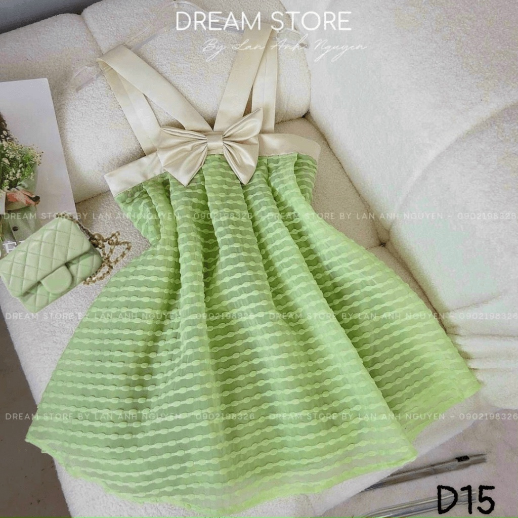 (Free ship) Mẫu Đầm Thiết Kế HOT Trend -- Đầm Xô Hột Nữ Hai Dây Chéo Cổ Có Nơ Áo Siêu Dễ Thương UP HHP Fashion