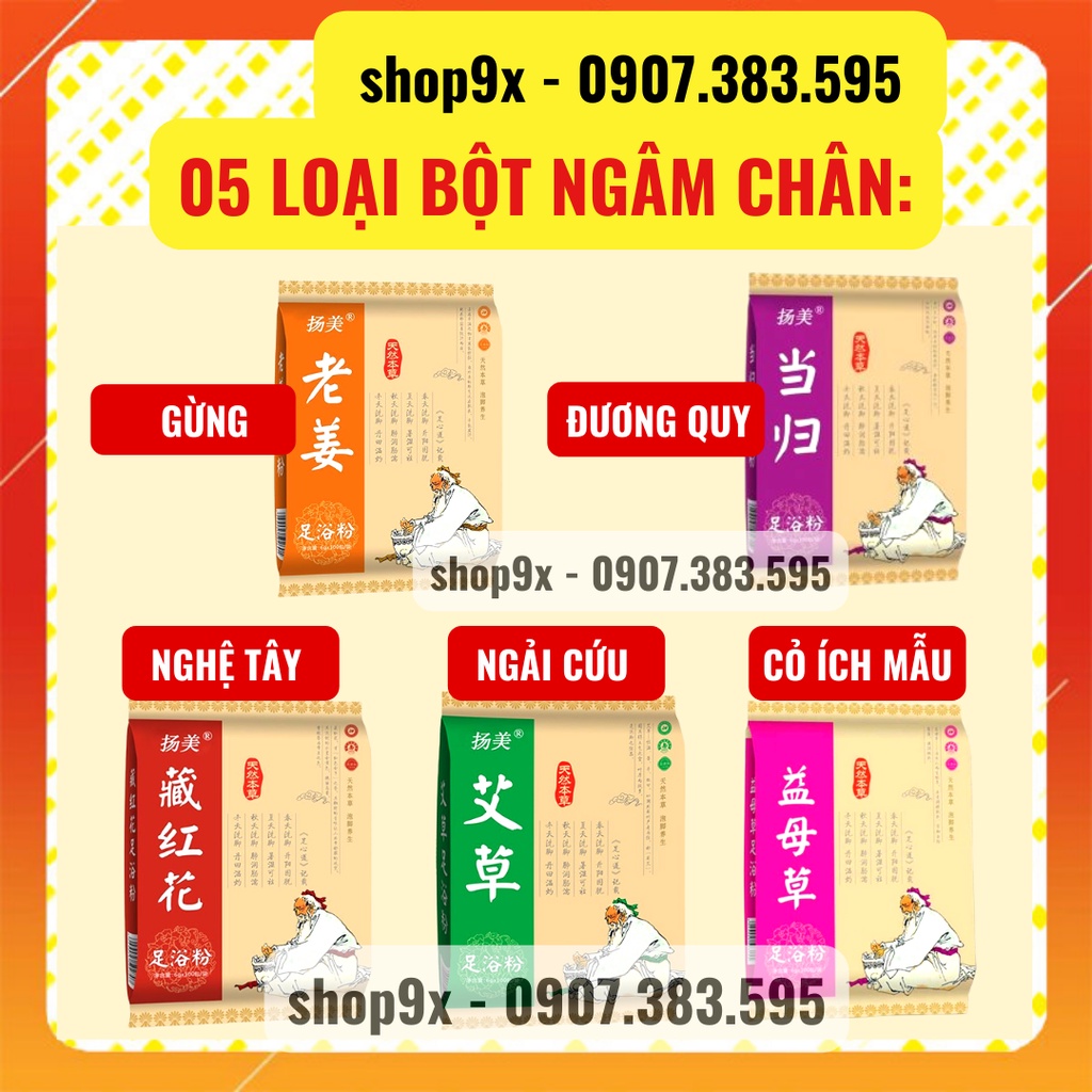 100 Gói Bột Thảo Dược Ngâm Chân Túi Lọc Đông Y - Thải Độc Giảm Đau Nhức - Tê Chân - Giảm Hôi Chân Đủ Vị