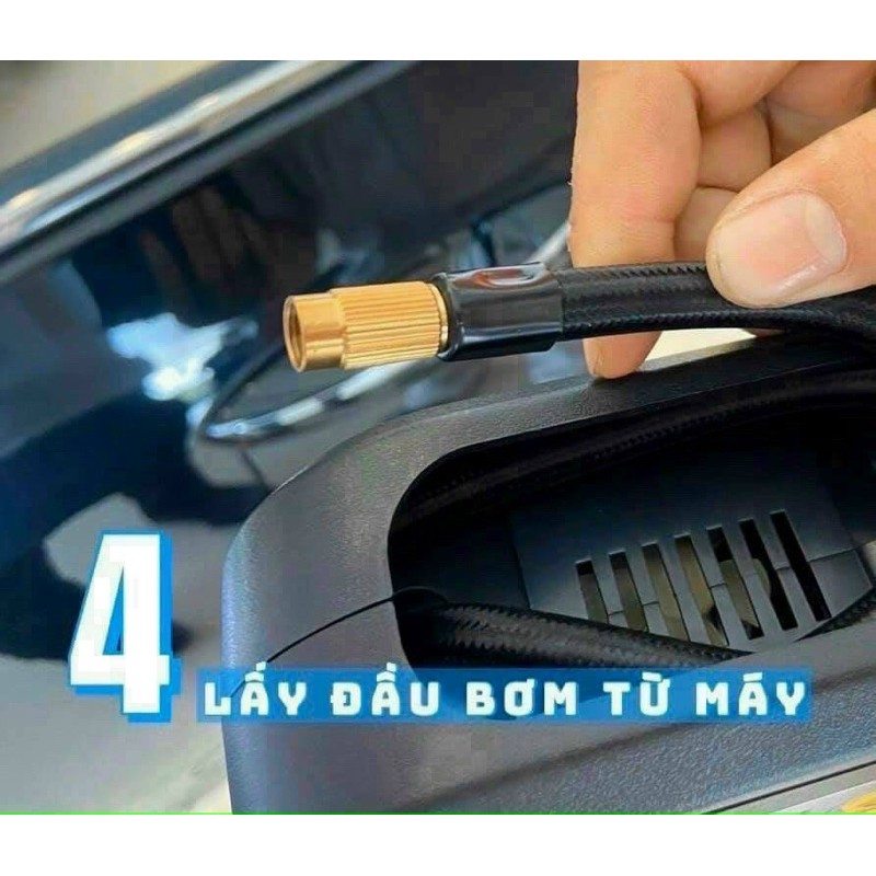 Bơm Lốp Ô Tô Tự Ngắt Chính Hãng Toyota đầu sạc 12V có Đèn Siêu Sáng | BigBuy360 - bigbuy360.vn
