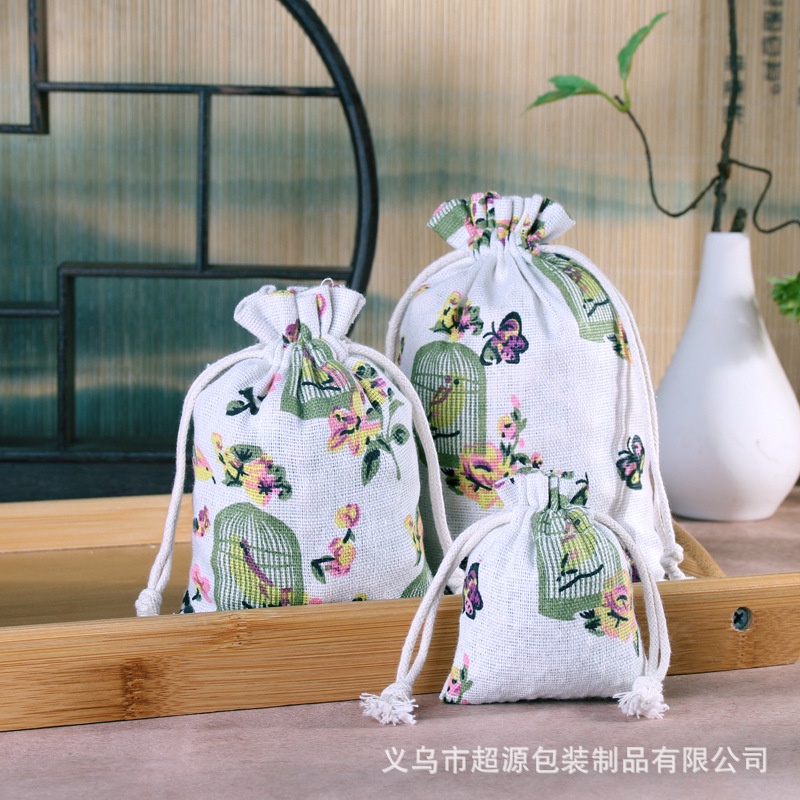 Túi Dây Rút Vải Lanh Nhỏ Xinh Đựng Trang Sức Tiện Dụng