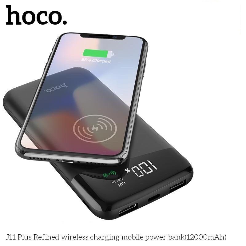 Pin sạc dự phòng không dây Hoco J11 Plus 12000mAh 2 cổng sạc Input / Output max 3A - Hàng chính hãng