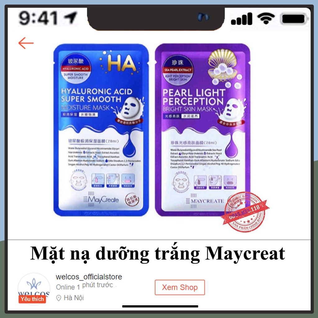 Mặt nạ Ha cấp ẩm dưỡng da làm trắng maycreat mask nội địa trung chính hãng cao cấp 2 lớp Lylyga CS24