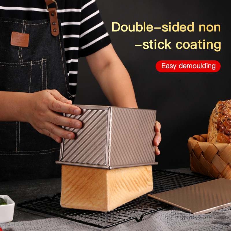 Hộp thiếc đựng bánh mì chống dính có nắp đậy 450g