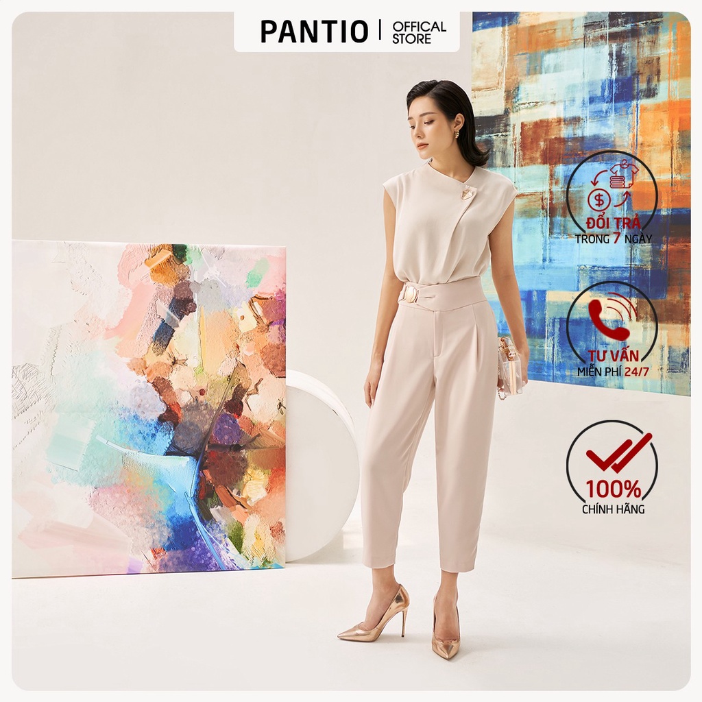 Áo sơ mi chất liệu lụa thiết kế khuy trước ngực dáng suông FAS32873 - PANTIO