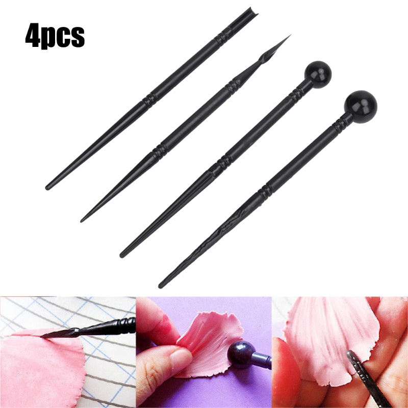 Set 4 Bút Khắc Hình Cánh Hoa Trang Trí Bánh Kem