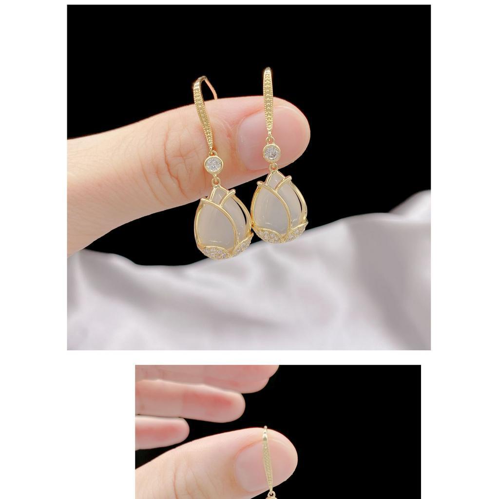 (MỚI) Bông tai đính đá Opal thời trang