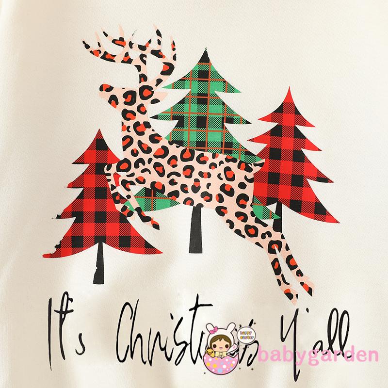 Bộ Áo Liền Quần Tay Dài Cổ Tròn In Họa Tiết Giáng Sinh Cho Bé 0-18 Tháng Tuổi