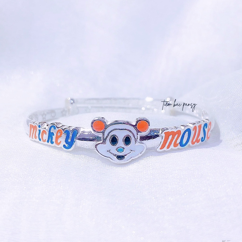 Lắc bạc trẻ em chuột Mickey Mouse - Vòng tay bạc ta cao cấp cho bé PANSY