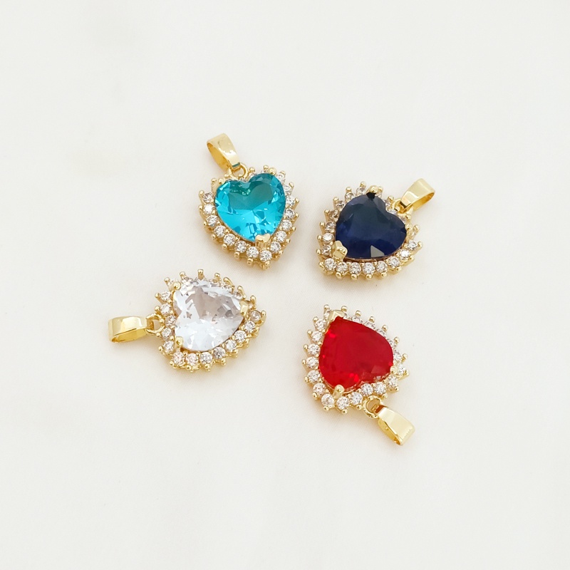 Hạt Đá Zircon Hình Trái Tim/ Trái Tim Màu Vàng Nhạt 14K Dùng Làm Mặt Dây Chuyền/ Vòng Tay DIY