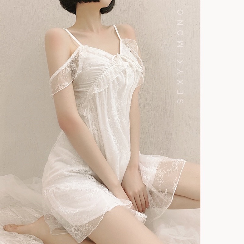 QR729 Váy Ngủ Dây Trễ Vai Gợi Cảm - Đầm Nữ