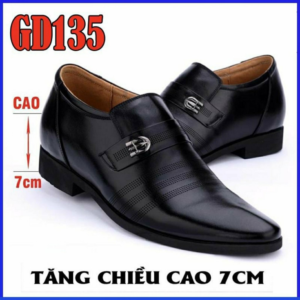 Giày da bò nam nâng chiều cao 7cm siêu đẹp, siêu đẳng cấp ,đế cao su rất êm được khâu chắc chắn, Màu nâu và đen GD135