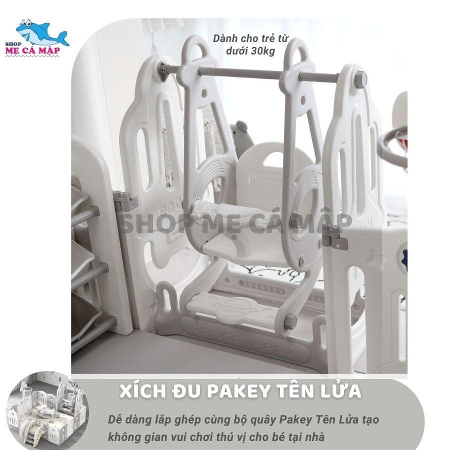 Quây cũi nhựa gấp gọn cho bé PAKEY TênLửa KÈM cầu trượt xích đu cho bé 3 màu mẫu mới nhất