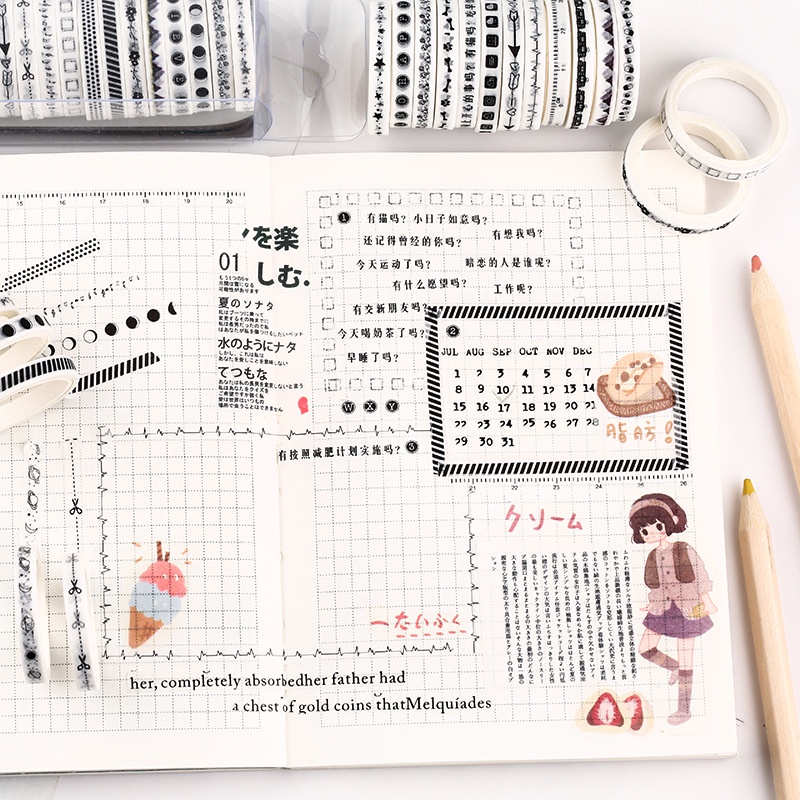 &lt;Ảnh Thật Shop Chụp&gt;Hộp 20 Cuộn Băng Keo Washi Tape Mini 5mm DIY Trang Trí Bullet Journal, Nhật Ký, Sổ Lưu Niệm T618