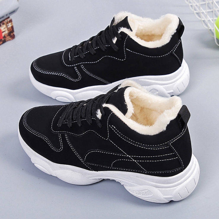 Hàng Bán Chạy Giày Đệm cotton Lót Lông Cừu Đế Mềm Giữ Nhiệt Thời Trang Thu Đông Cho Nữ 2021