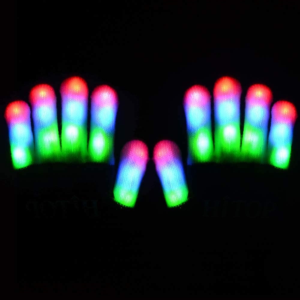 JUNE 1 Pair Adult LED Gloves Boys Girls Kids Toys Light Up Mittens Party Gloves Christmas Fashion Funny Halloween Trick Gift