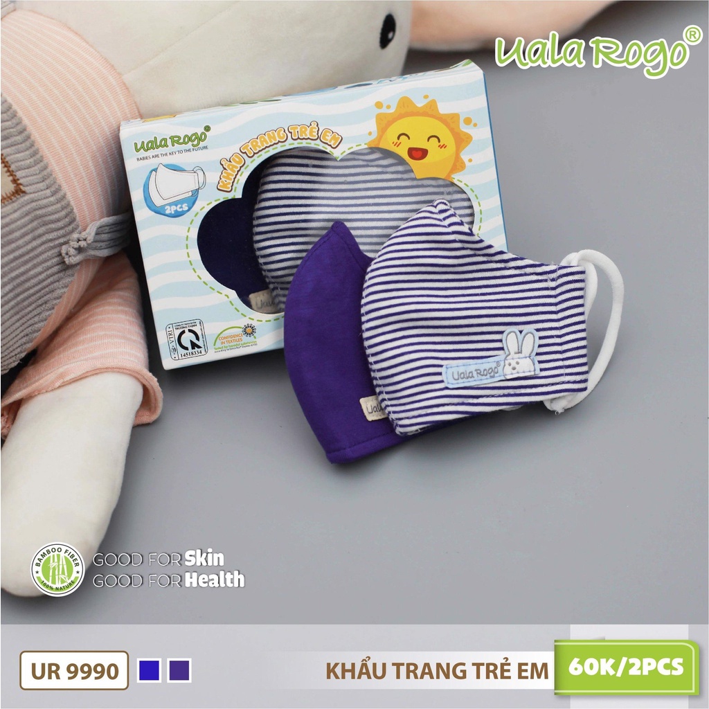 Khẩu trang 4 lớp set 2 cái vải modal cao cấp UALAROGO bảo vệ cho trẻ