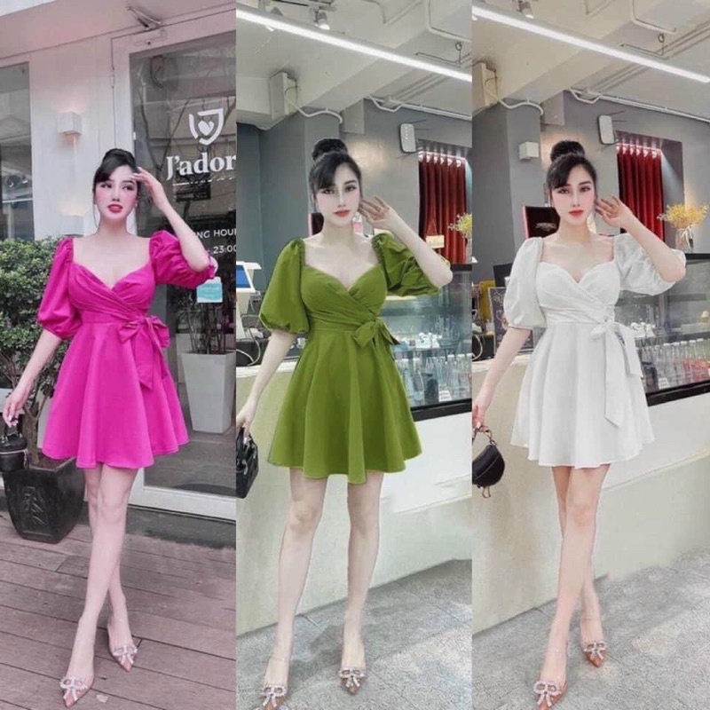 BIGSIZE Đầm tay phòng nơ eo sang chảnh bigsize 50-90kg