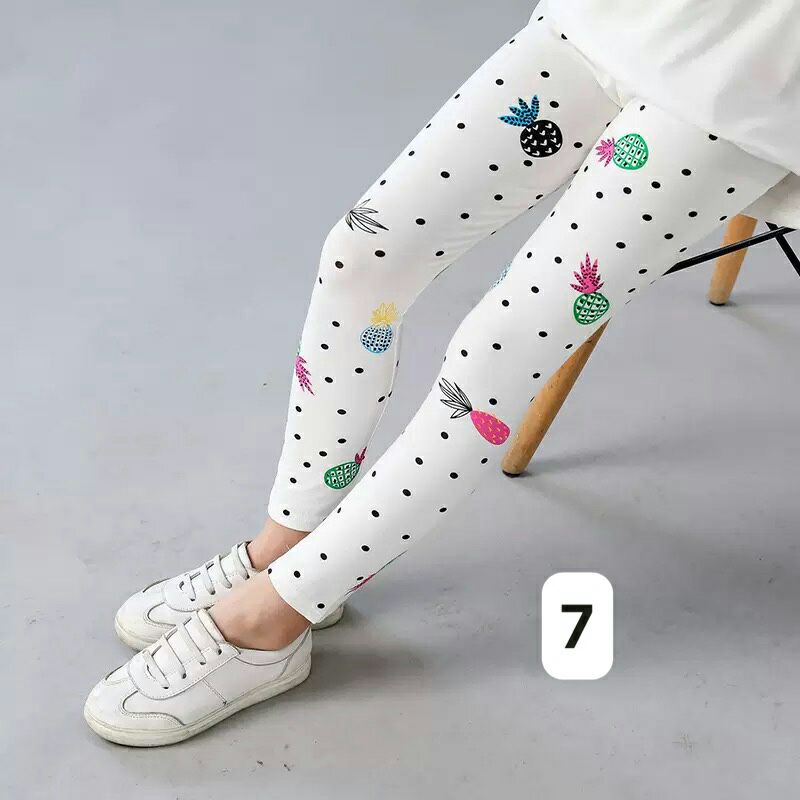 Quần legging hoạ tiết bé gái chất cotton co giãn tốt