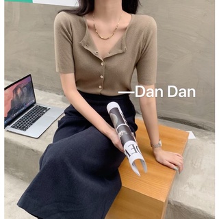 Áo len cộc tay cài cúc