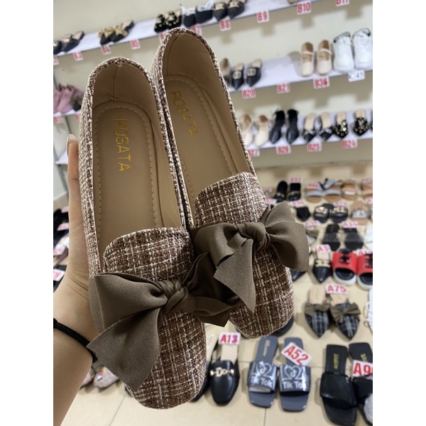 Giày nữ nơ lụa đế cao 4-5cm