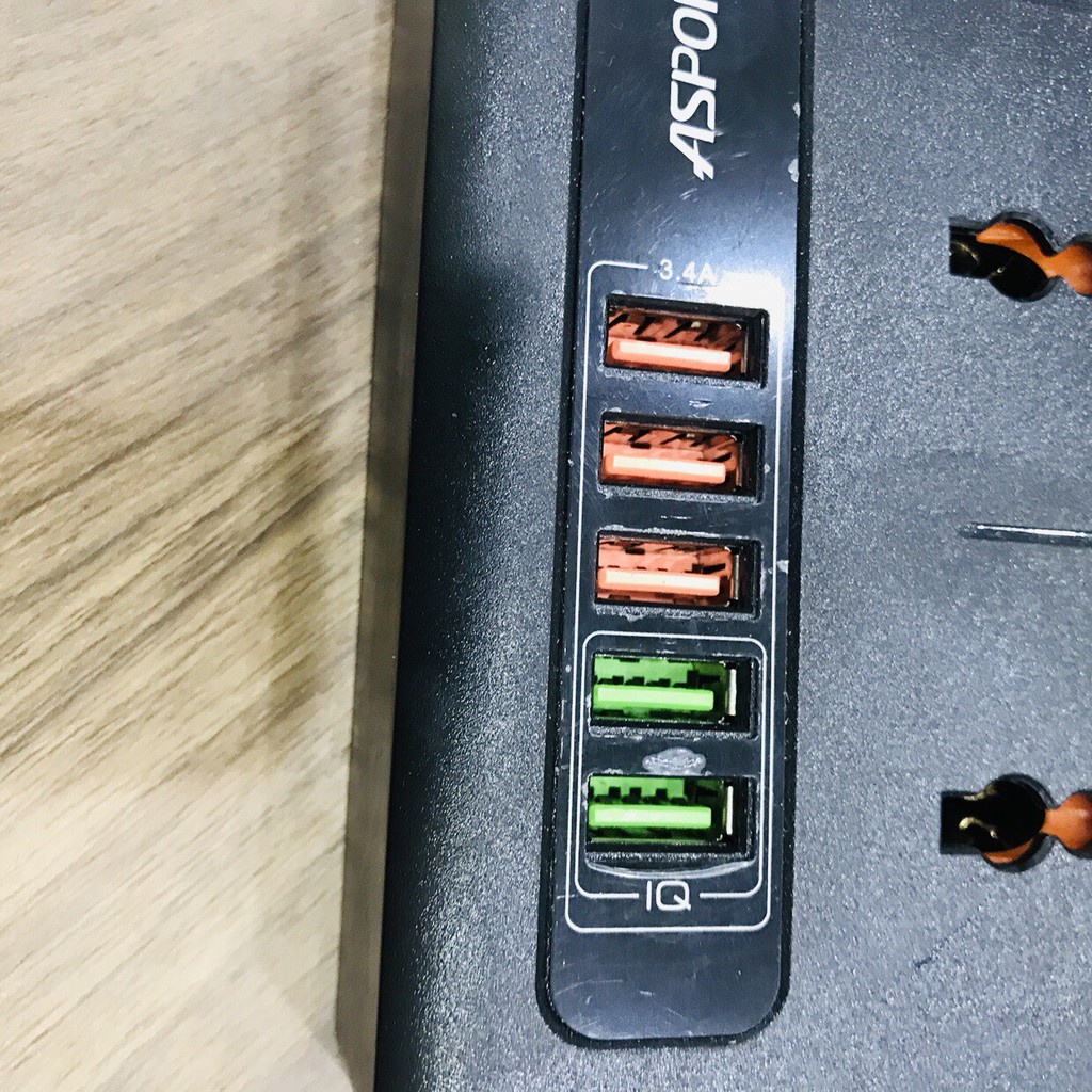 Ổ cắm điện - Ổ điện hẹn giờ thông minh chính hãng ASPOR A503 tự điều áp với 5 cổng USB Sạc nhanh 3.4A