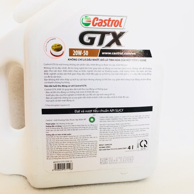 NHỚT CASTROL GTX 20w-50 4 lít