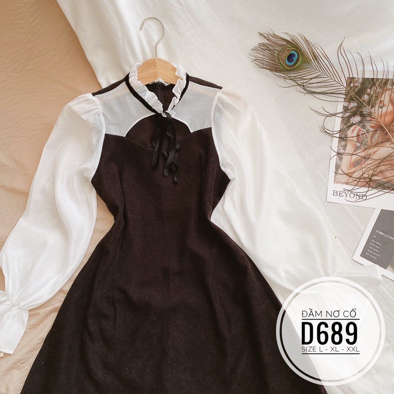 Bigsize Đầm nơ cổ D689