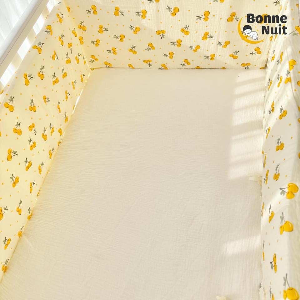 Quây cũi 4 mặt vải Muslin cao cấp có vỏ tháo rời (chưa bao gồm ga gối)