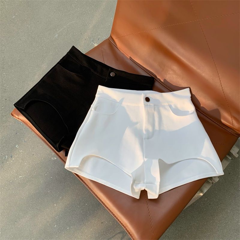 Net irregular chic spicy girls' slim blouse + high waist to show slim wide-legged shorts two suits are fashionable for women