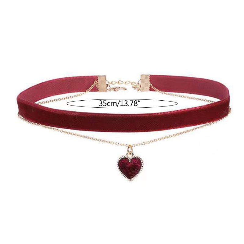 Vòng Cổ Choker Hai Lớp Mặt Hình Trái Tim Gợi Cảm