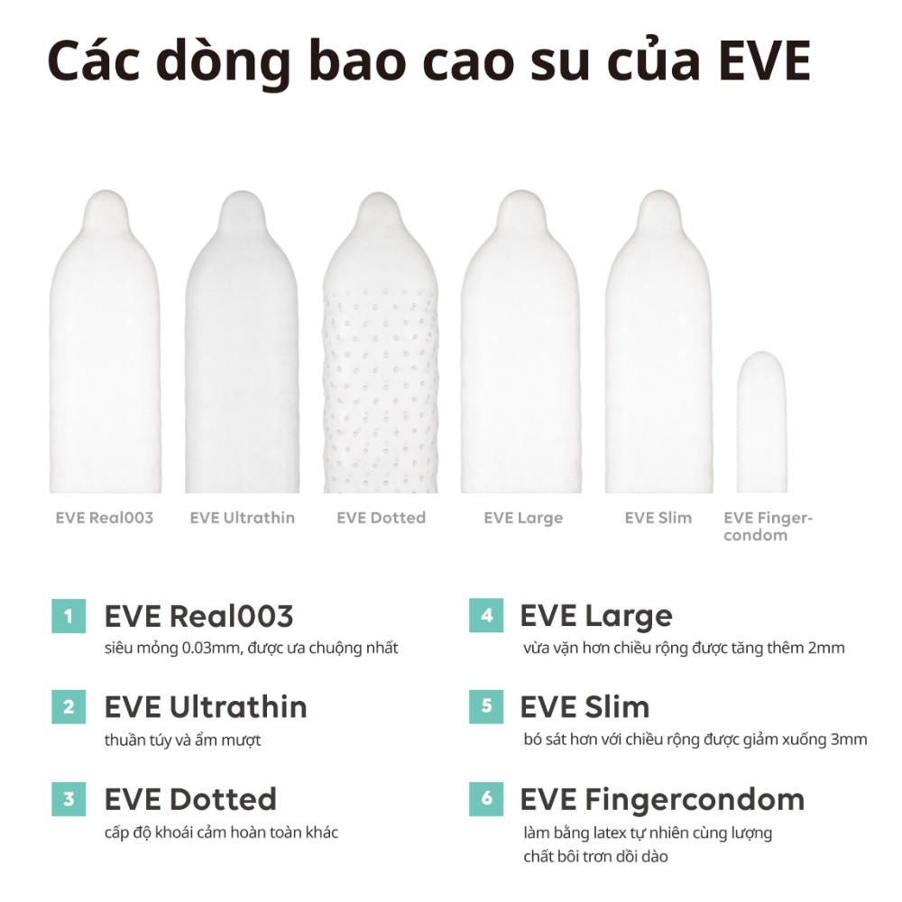 Bao cao su EVE Large l size lớn l không lo lắng về size l đầy gel bôi trơn