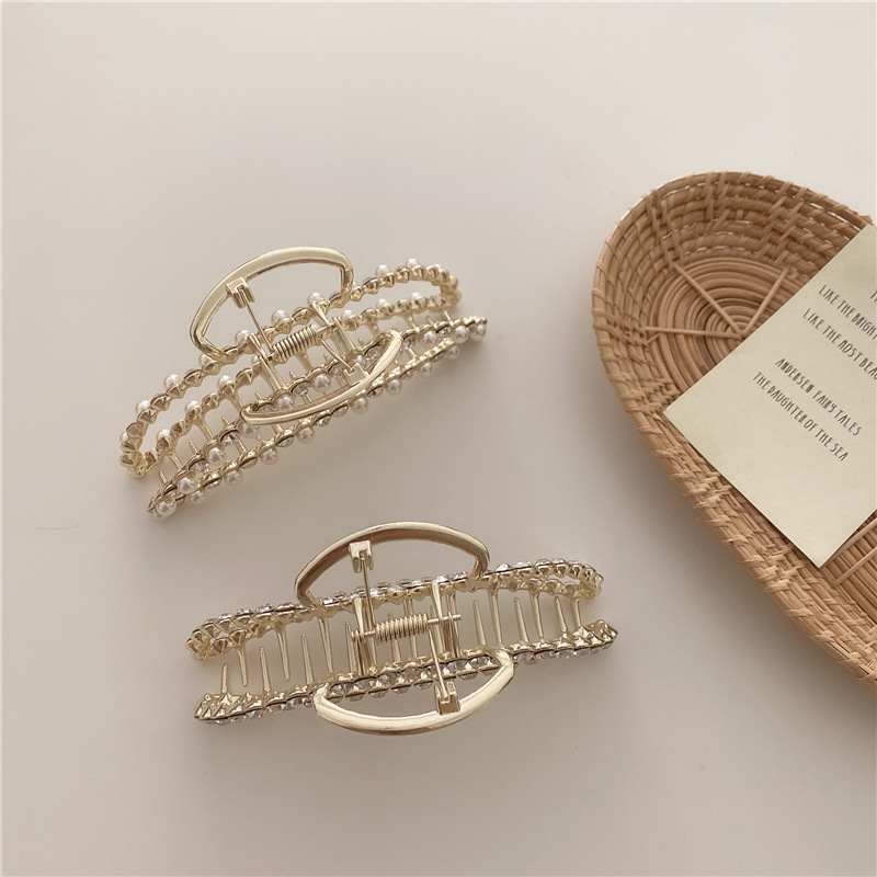 Kẹp Tóc Họa Tiết Hình Học Đính Đá Thời Trang