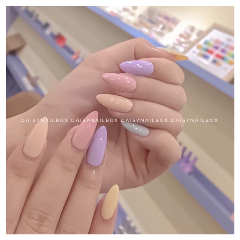 Nailbox thiết kế sơn tron phối màu tone dễ thương