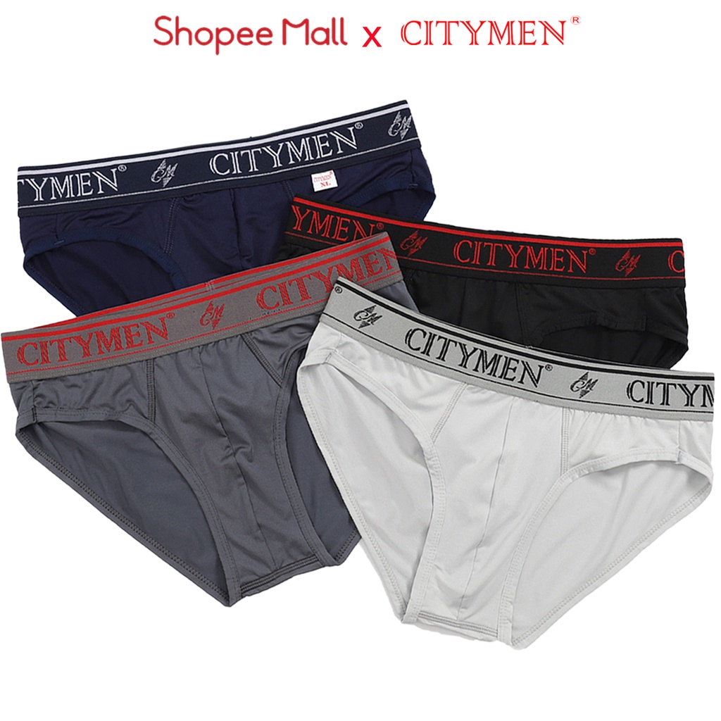 Combo 4 Quần Lót Nam Tam Giác Cao Cấp CITYMEN Vải Lạnh Co Giãn 4 Chiều, Lưng Thun 4cm, Thấm Hút Tốt