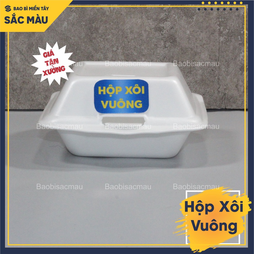 150c Hộp xốp vuông đựng bánh bao, xôi, cá viên chiên, bắp xào....