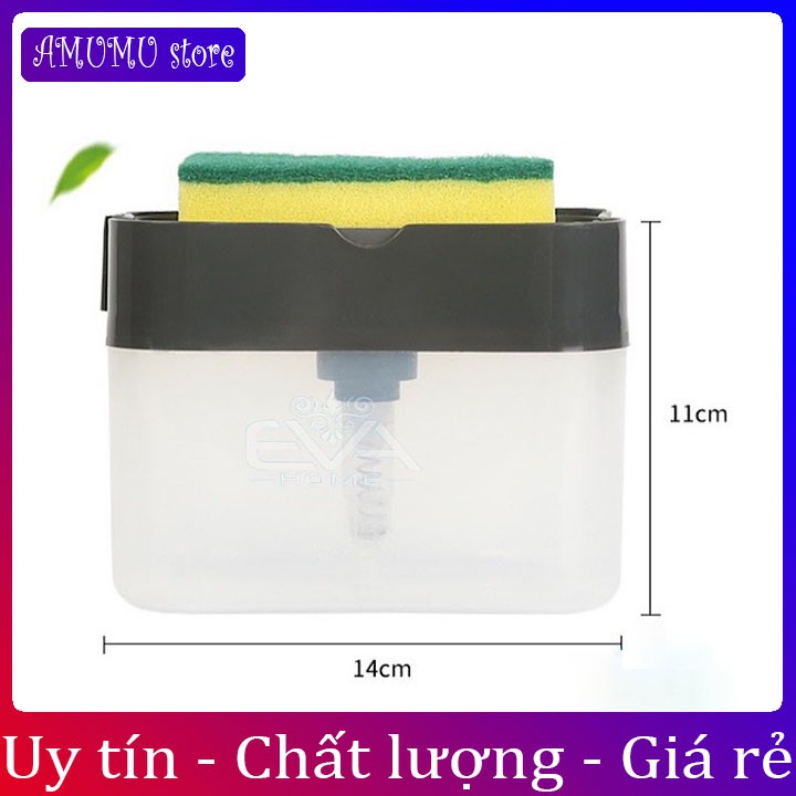 Hộp đựng xà phòng, nước rửa chén bơm tự động( tặng kèm miếng bọt biển rửa bát)