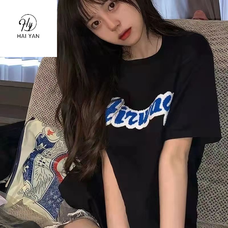 Hy Mùa Hè Mới ✨ Áo Thun Tay Ngắn Dáng Rộng In Chữ Chất Liệu Cotton Phong Cách Hàn Quốc 100 Kiểu Lựa Chọn