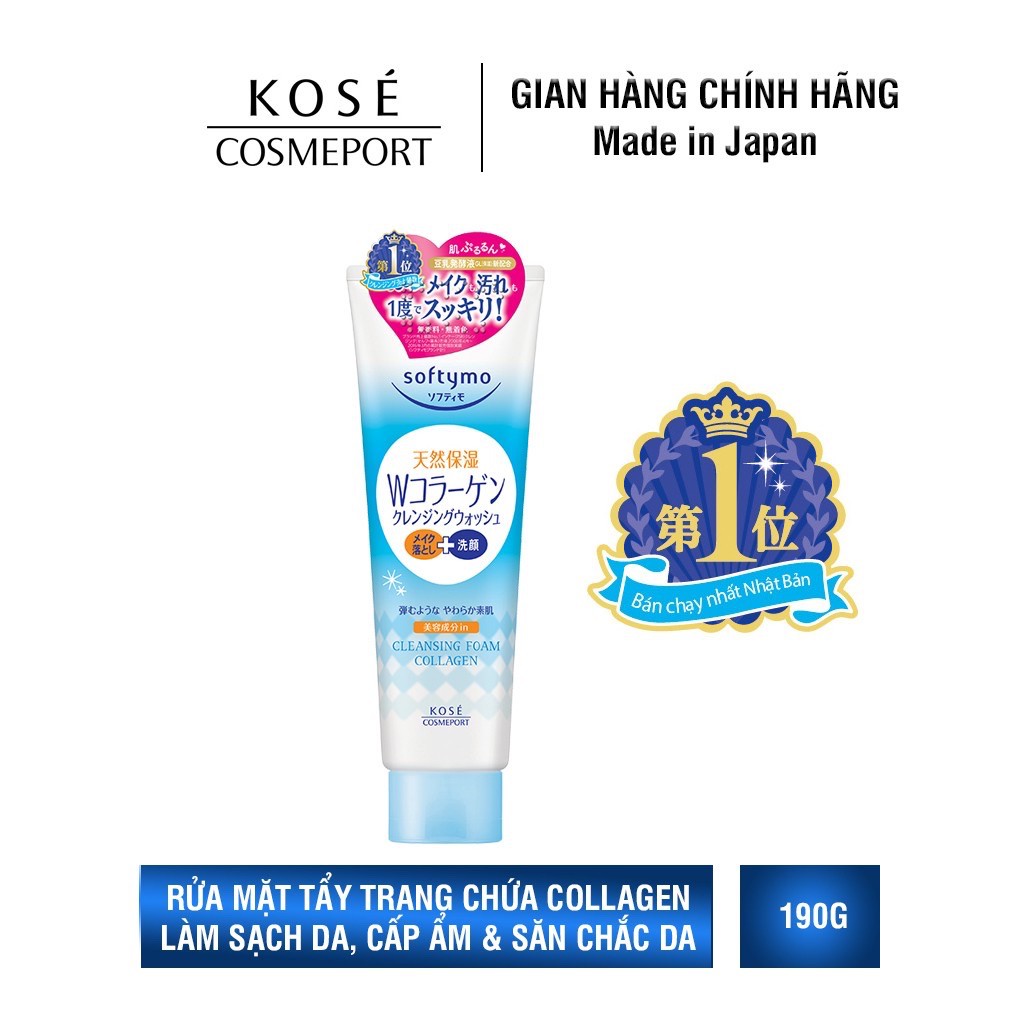 Sữa rửa mặt Kosé 2 trong 1 Cosmeport Softymo Cleansing Foam Collagen