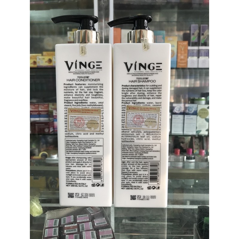 Cặp Dầu Gội Xả Collagen Vinge 1000ML| Giảm Rụng Tóc, Ngăn Rụng Tóc,Phục Hồi Tóc Hư Tổn | Hàng Chính Hãng