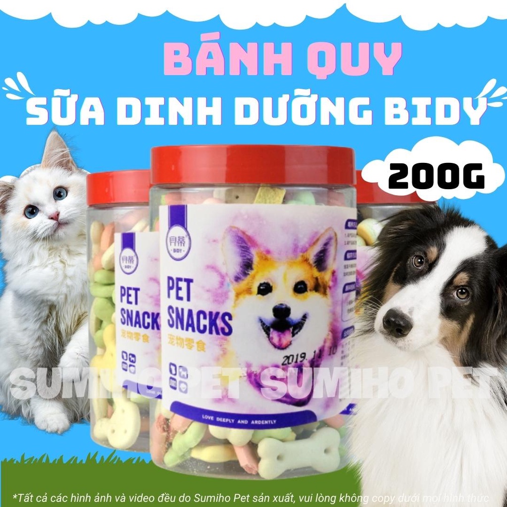 Bánh quy sữa dinh dưỡng cho chó mèo (Hộp 200gr) Bánh thưởng cho chó mèo