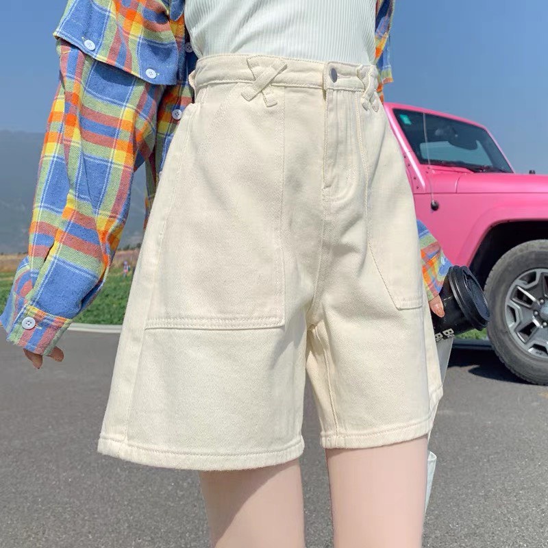 Quần Short Nữ Ống Rộng Vải Kaki Lưng Cao Đai Chéo Hàn Quốc - Quần Sooc Đùi Nữ Cạp Cao Ulzzang Thời Trang (KKDC)