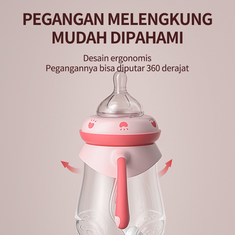 Oberni （Ready Stock）Baby Bottle NewBorn Feeding Bottle Wide Neck PP Milk Bottle Plastic Anti-fall and Anti-Colic 240ML 300ML