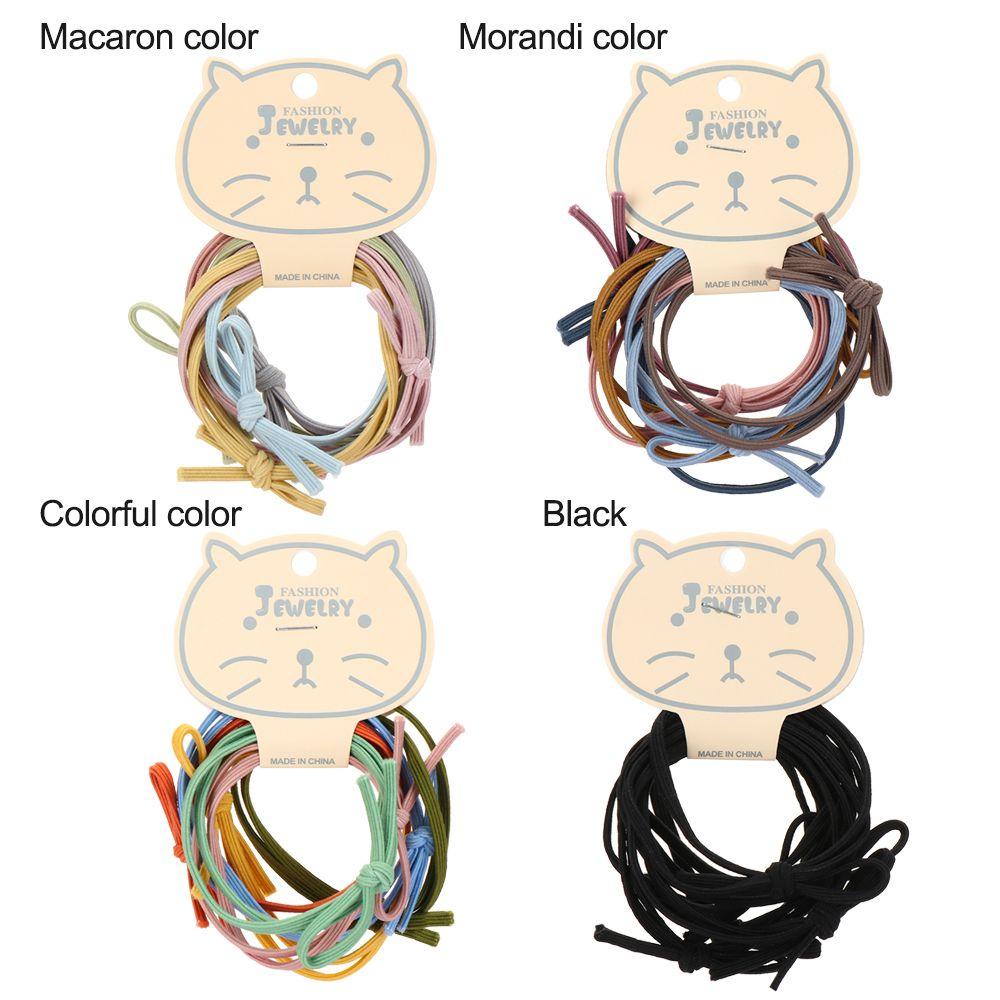Bộ 6 Dây Cột Tóc Cao Su Co Giãn Đính Nơ Dễ Thương