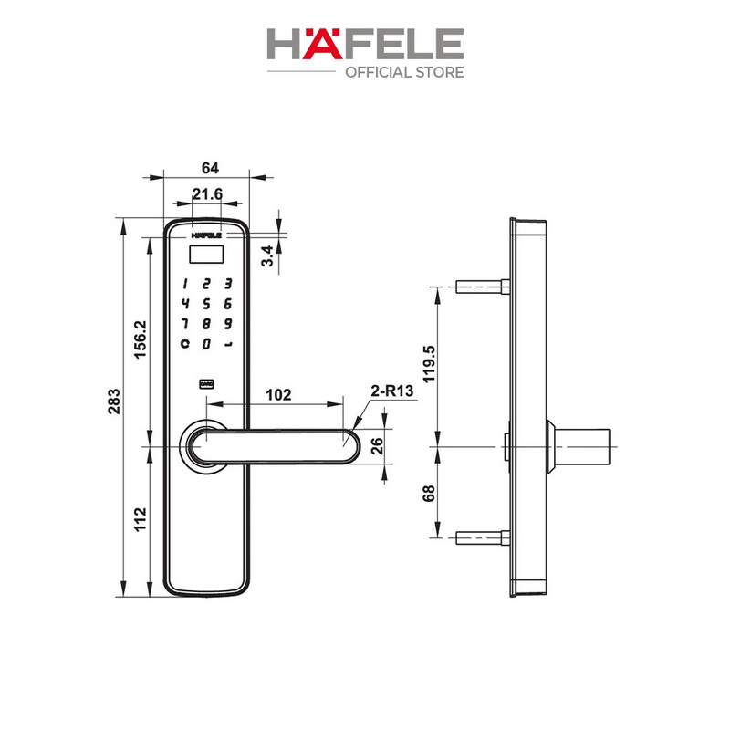 Khóa điện tử Hafele DL7000 - 91205497 màu đen