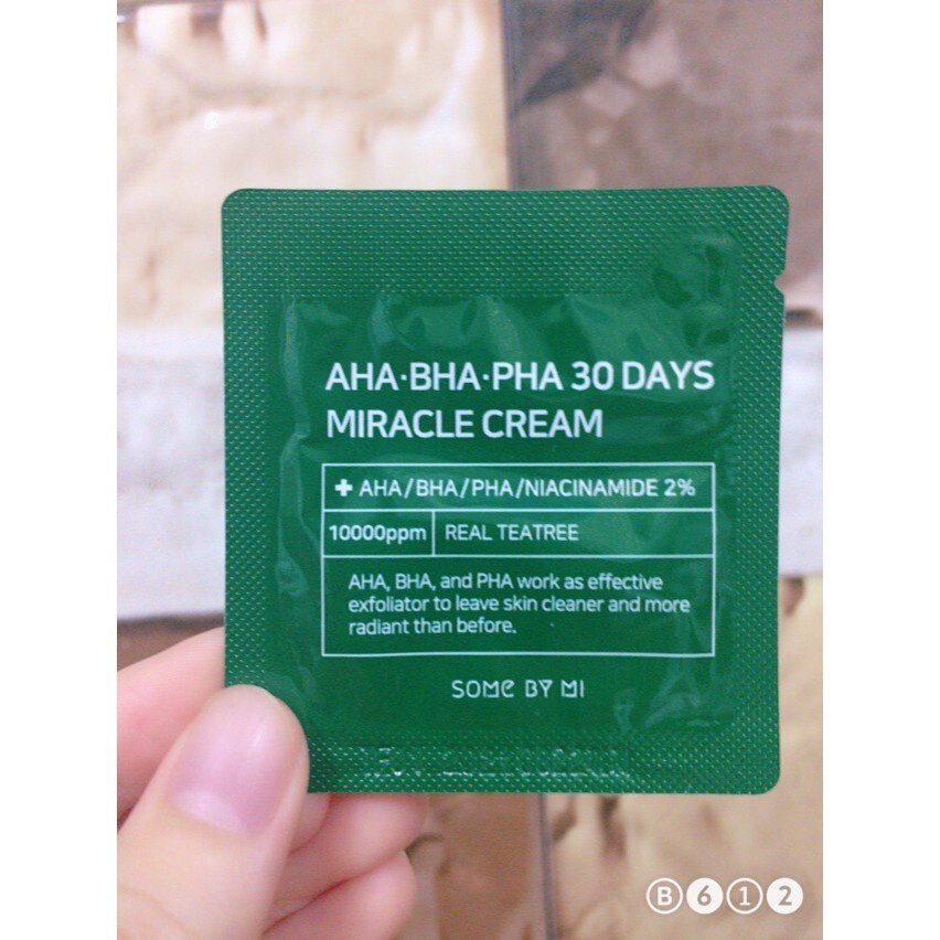 Combo 5 Sample Kem Dưỡng Ngăn Ngừa Mụn Some By Mi AHA BHA PHA 30 Days Miracle Cream 1ml x5