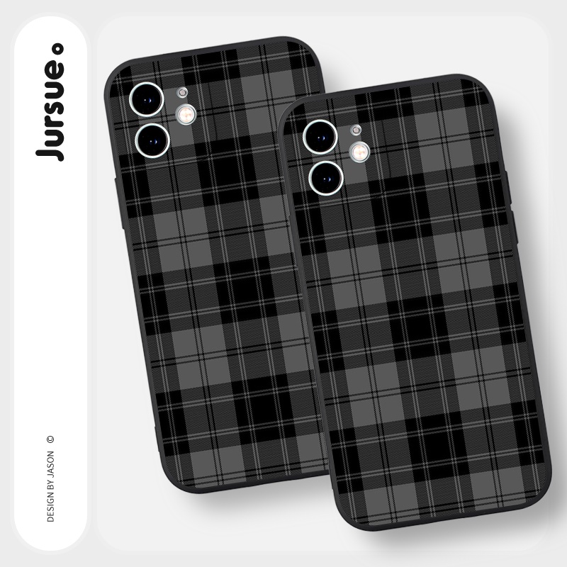 Ốp lưng JURSUE mềm chống bẩn viền vuông độc lạ đen Cho iPhone 14 13 12 11 Pro Max SE 2020 X XR XS 8 7 ip 6S 6 Plus Y2271
