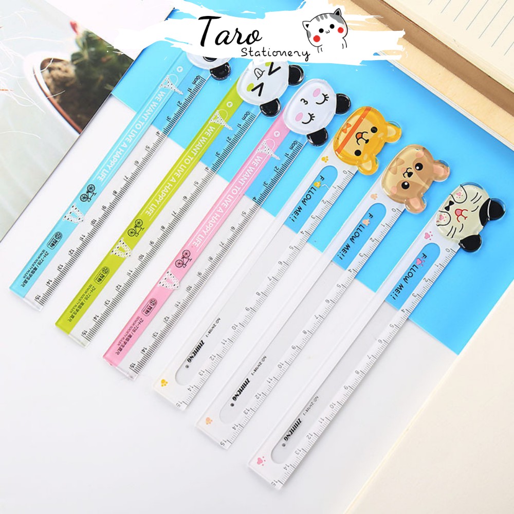 Thước kẻ họa tiết hoạt hình dễ thương M01 Taro Stationery