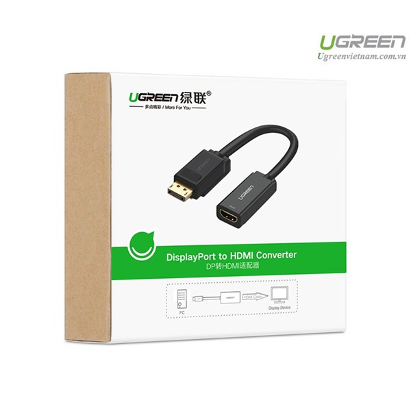 Cáp chuyển đổi Displayport to HDMI hỗ trợ 4Kx2K chính hãng Ugreen 40363 cao cấp